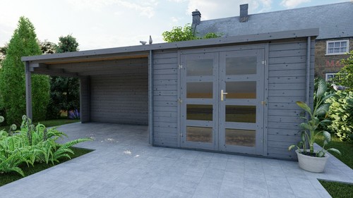 Log cabin with - log,